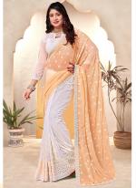 Georgette Yellow Wedding Wear Embroidery Work Saree